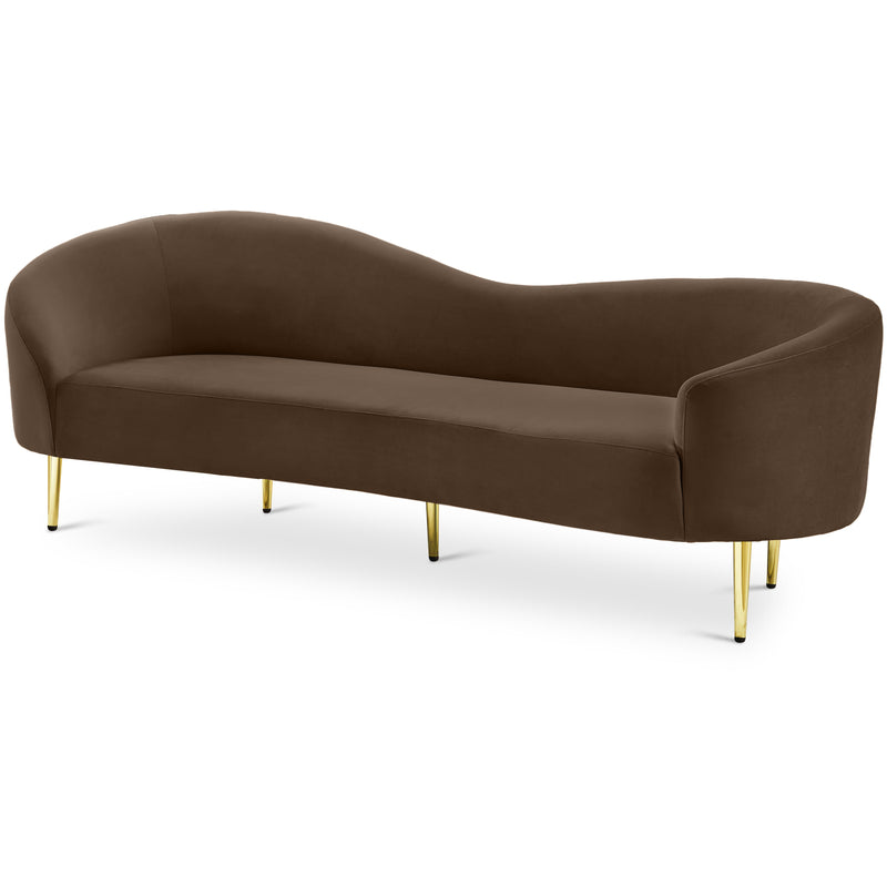 Meridian Ritz Brown Velvet Sofa IMAGE 1