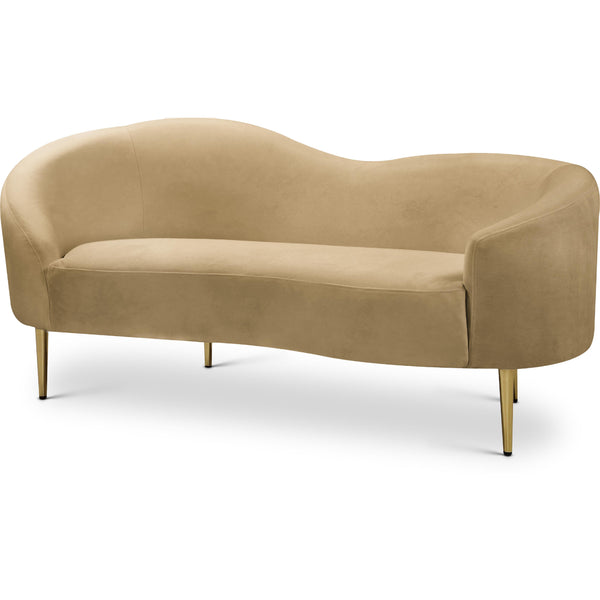 Meridian Ritz Camel Velvet Loveseat IMAGE 1