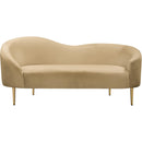 Meridian Ritz Camel Velvet Loveseat IMAGE 3
