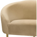 Meridian Ritz Camel Velvet Loveseat IMAGE 4