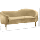 Meridian Ritz Camel Velvet Loveseat IMAGE 8