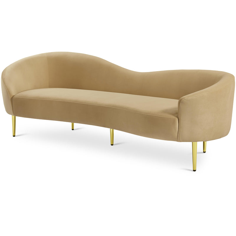 Meridian Ritz Camel Velvet Sofa IMAGE 1