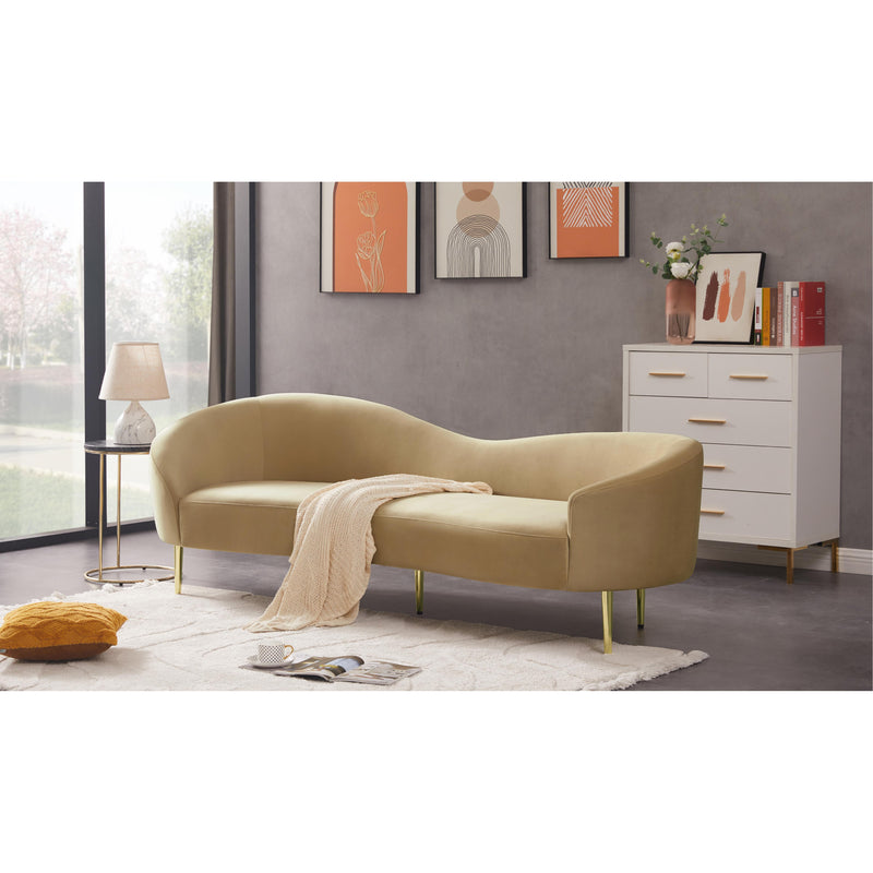 Meridian Ritz Camel Velvet Sofa IMAGE 2