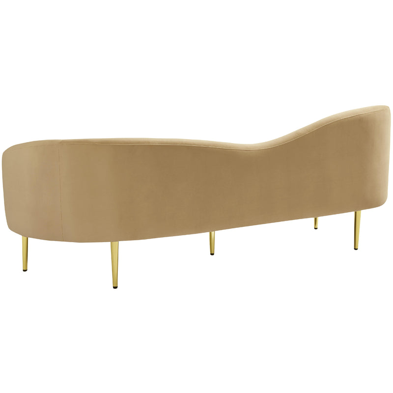 Meridian Ritz Camel Velvet Sofa IMAGE 5