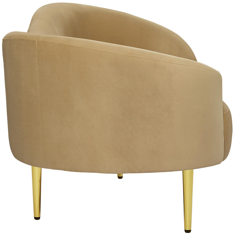 Meridian Ritz Camel Velvet Sofa IMAGE 6