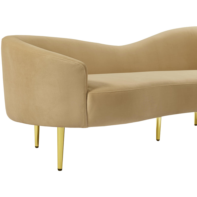 Meridian Ritz Camel Velvet Sofa IMAGE 7