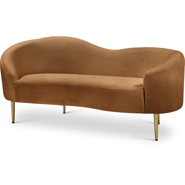Meridian Ritz Saddle Velvet Loveseat IMAGE 1