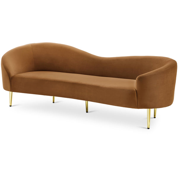 Meridian Ritz Saddle Velvet Sofa IMAGE 1