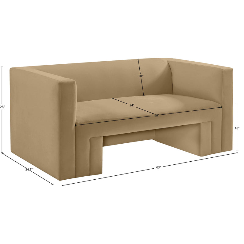 Meridian Henson Camel Velvet Loveseat IMAGE 18