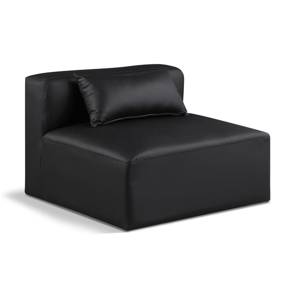 Meridian Cube Black Vegan Leather Armless Chair IMAGE 1