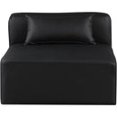 Meridian Cube Black Vegan Leather Armless Chair IMAGE 4