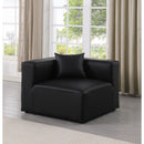 Meridian Cube Black Vegan Leather Corner Chair IMAGE 2