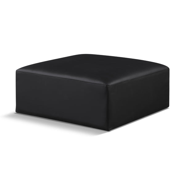 Meridian Cube Black Vegan Leather Ottoman IMAGE 1