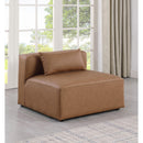 Meridian Cube Brown Vegan Leather Armless Chair IMAGE 2
