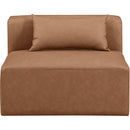 Meridian Cube Brown Vegan Leather Armless Chair IMAGE 4