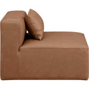 Meridian Cube Brown Vegan Leather Armless Chair IMAGE 6
