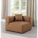 Meridian Cube Brown Vegan Leather Corner Chair IMAGE 2