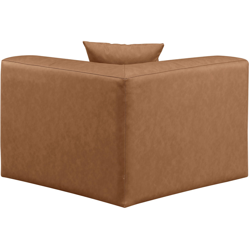 Meridian Cube Brown Vegan Leather Corner Chair IMAGE 3