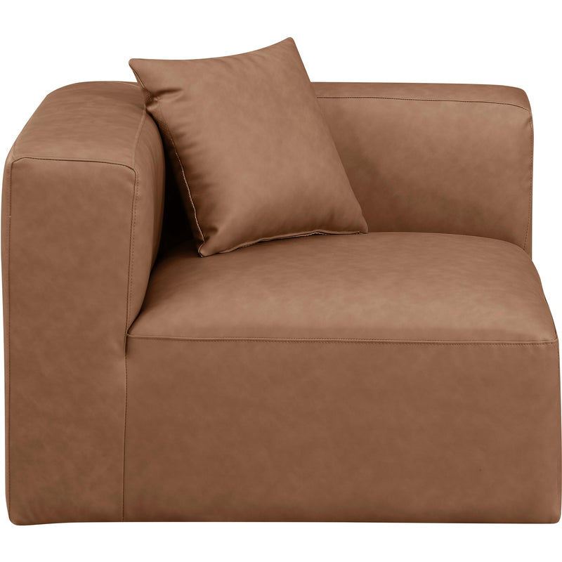 Meridian Cube Brown Vegan Leather Corner Chair IMAGE 4