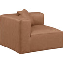 Meridian Cube Brown Vegan Leather Corner Chair IMAGE 6