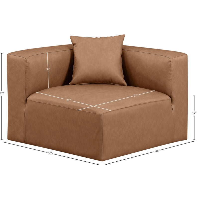 Meridian Cube Brown Vegan Leather Corner Chair IMAGE 9