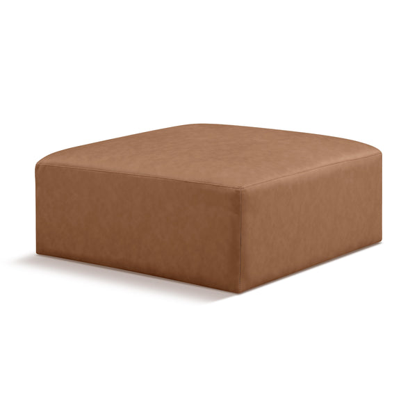 Meridian Cube Brown Vegan Leather Ottoman IMAGE 1