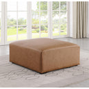 Meridian Cube Brown Vegan Leather Ottoman IMAGE 2