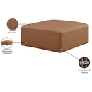 Meridian Cube Brown Vegan Leather Ottoman IMAGE 5