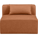Meridian Cube Cognac Vegan Leather Armless Chair IMAGE 4
