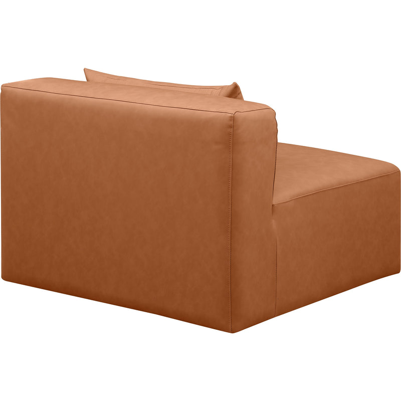 Meridian Cube Cognac Vegan Leather Armless Chair IMAGE 5