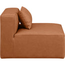Meridian Cube Cognac Vegan Leather Armless Chair IMAGE 6