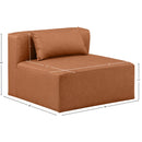 Meridian Cube Cognac Vegan Leather Armless Chair IMAGE 9