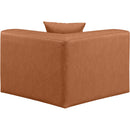 Meridian Cube Cognac Vegan Leather Corner Chair IMAGE 3
