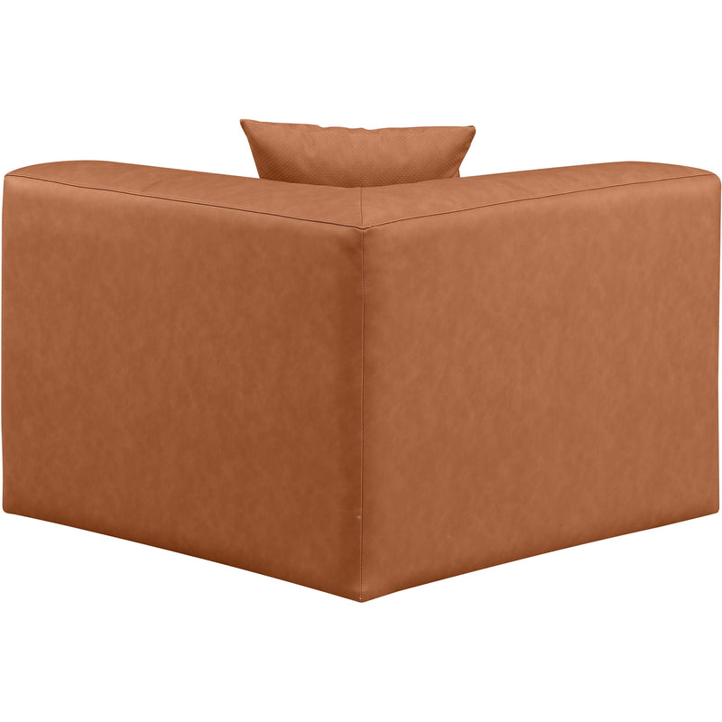 Meridian Cube Cognac Vegan Leather Corner Chair IMAGE 3