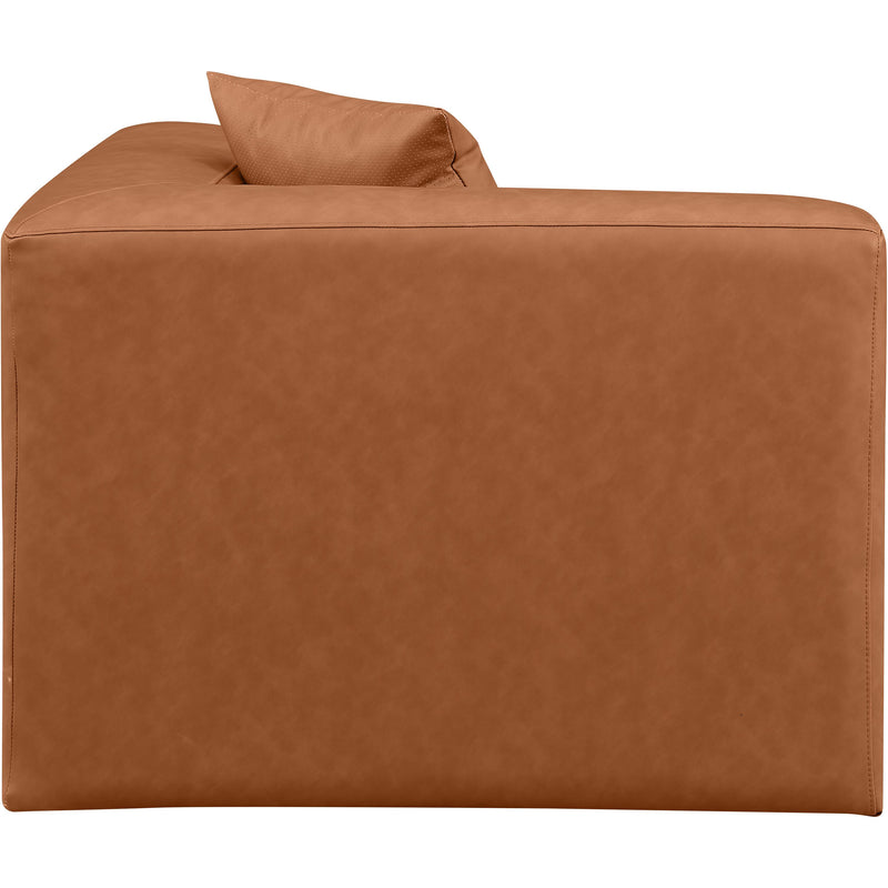 Meridian Cube Cognac Vegan Leather Corner Chair IMAGE 5