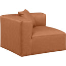 Meridian Cube Cognac Vegan Leather Corner Chair IMAGE 6