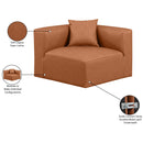 Meridian Cube Cognac Vegan Leather Corner Chair IMAGE 8