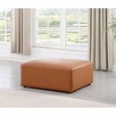 Meridian Cube Cognac Vegan Leather Ottoman IMAGE 2