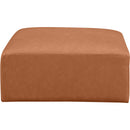 Meridian Cube Cognac Vegan Leather Ottoman IMAGE 3