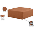 Meridian Cube Cognac Vegan Leather Ottoman IMAGE 5