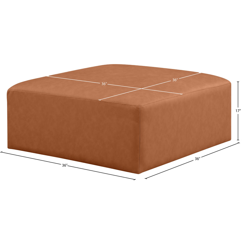 Meridian Cube Cognac Vegan Leather Ottoman IMAGE 6