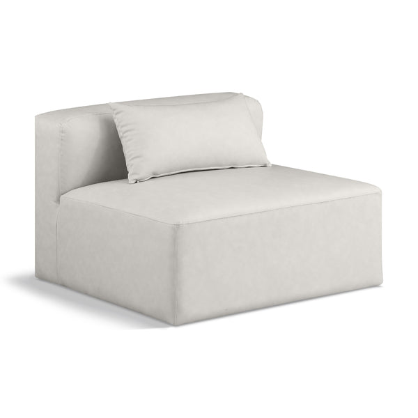 Meridian Cube Cream Vegan Leather Armless Chair IMAGE 1