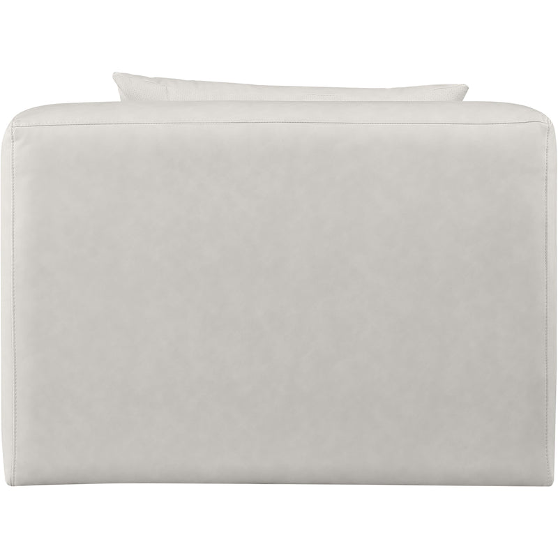Meridian Cube Cream Vegan Leather Armless Chair IMAGE 3