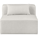 Meridian Cube Cream Vegan Leather Armless Chair IMAGE 4