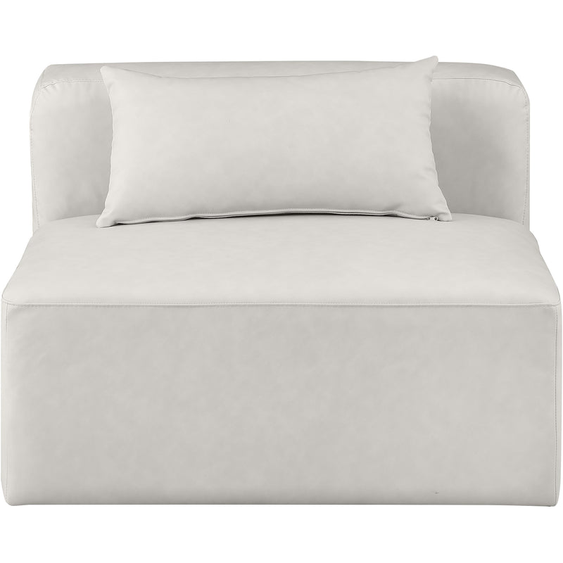 Meridian Cube Cream Vegan Leather Armless Chair IMAGE 4