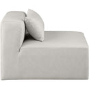 Meridian Cube Cream Vegan Leather Armless Chair IMAGE 6