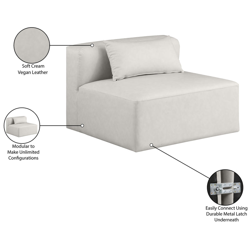 Meridian Cube Cream Vegan Leather Armless Chair IMAGE 8
