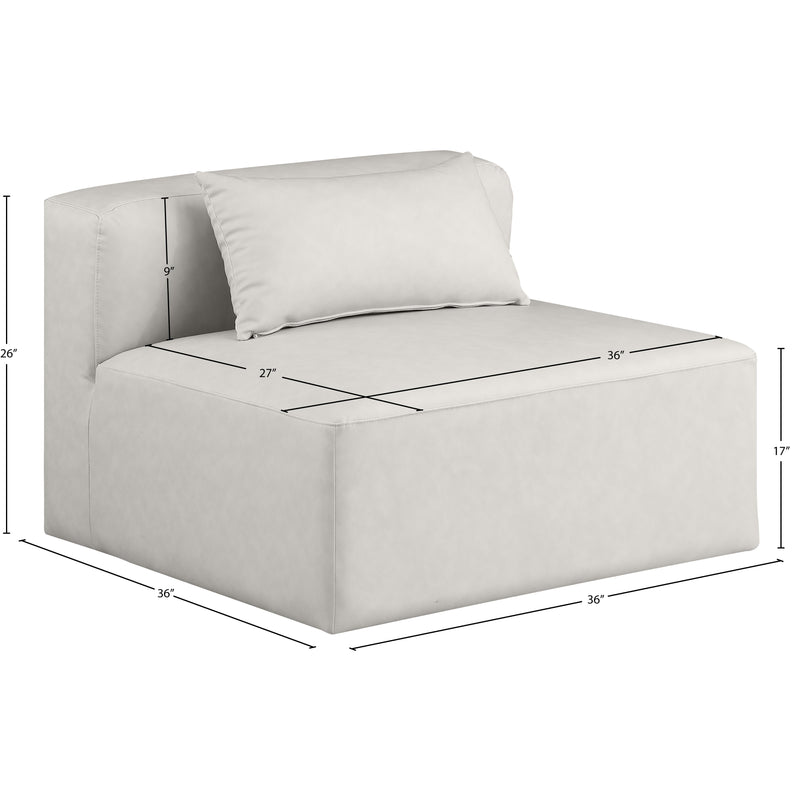 Meridian Cube Cream Vegan Leather Armless Chair IMAGE 9