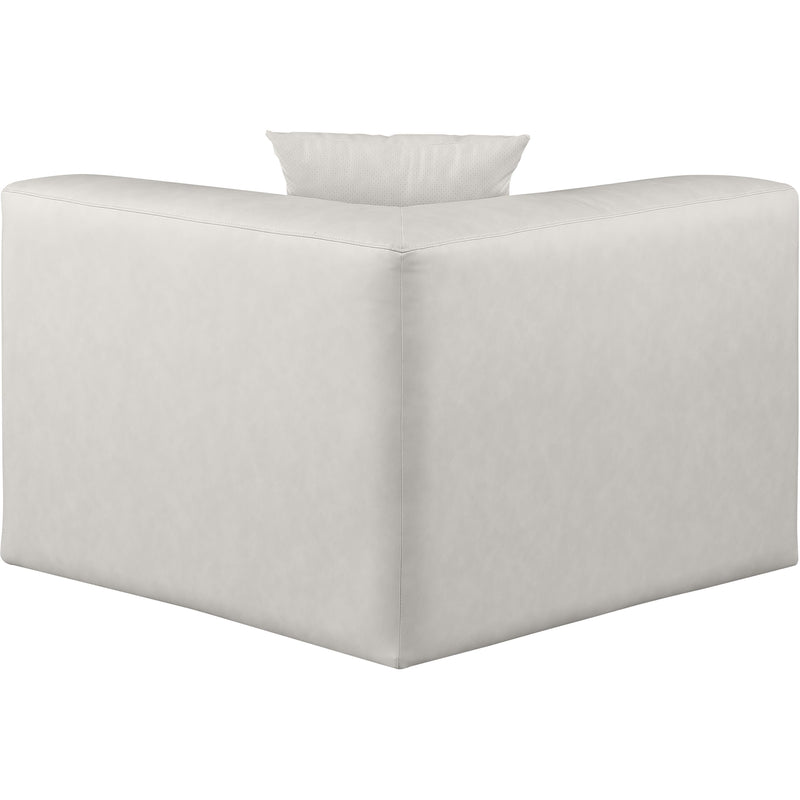 Meridian Cube Cream Vegan Leather Corner Chair IMAGE 3