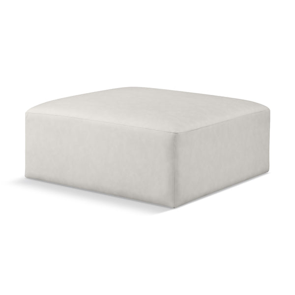 Meridian Cube Cream Vegan Leather Ottoman IMAGE 1